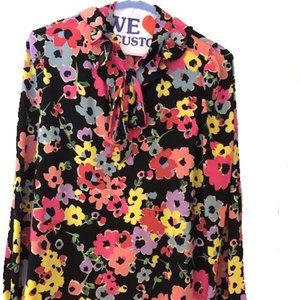 Kate Spade Vibrant Floral LS Blouse size XL